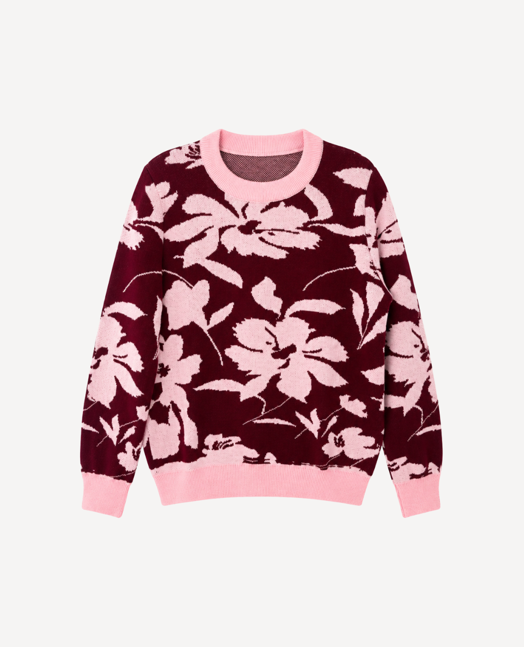 Saco Tejido Flores Vino Rosa