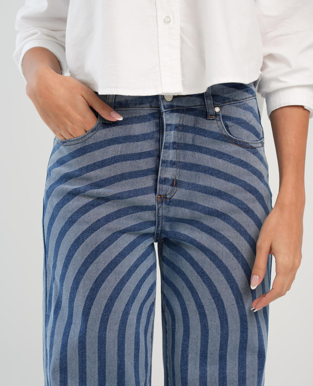 Jean Rayas Wide Leg Azul