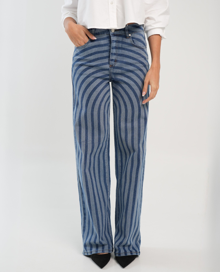 Jean Rayas Wide Leg Azul