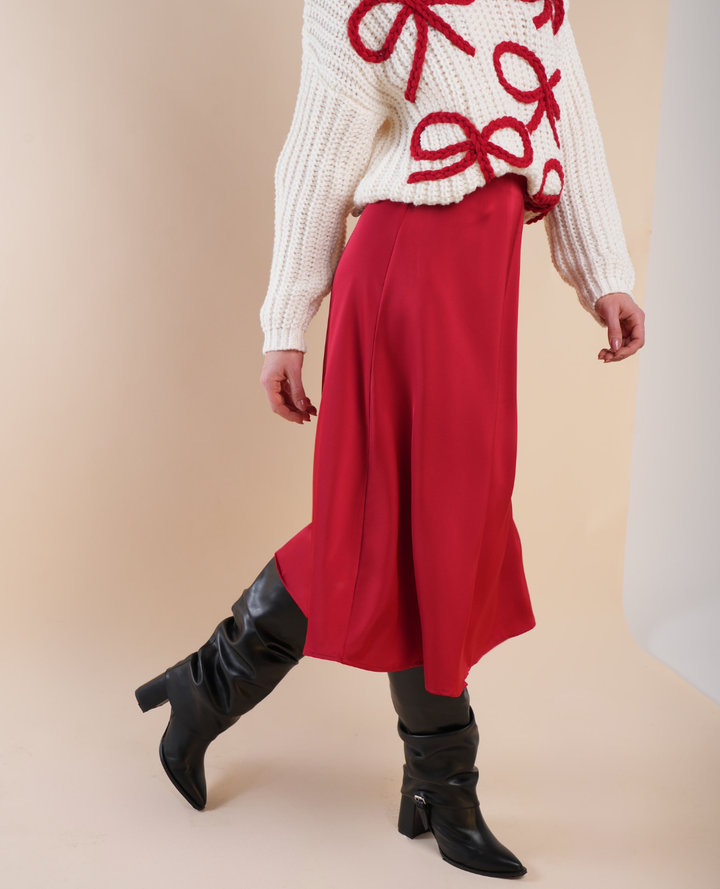 Falda Seda Roja A
