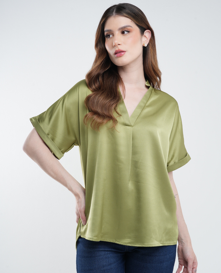 Blusa En seda Oversize Verde