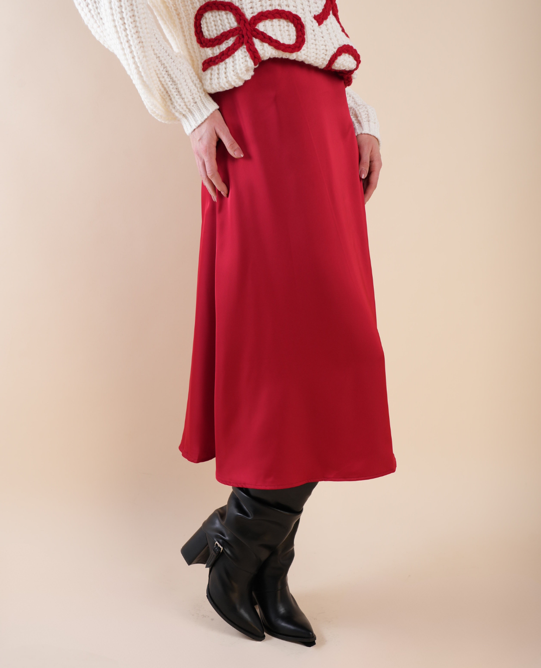 Falda Seda Roja A