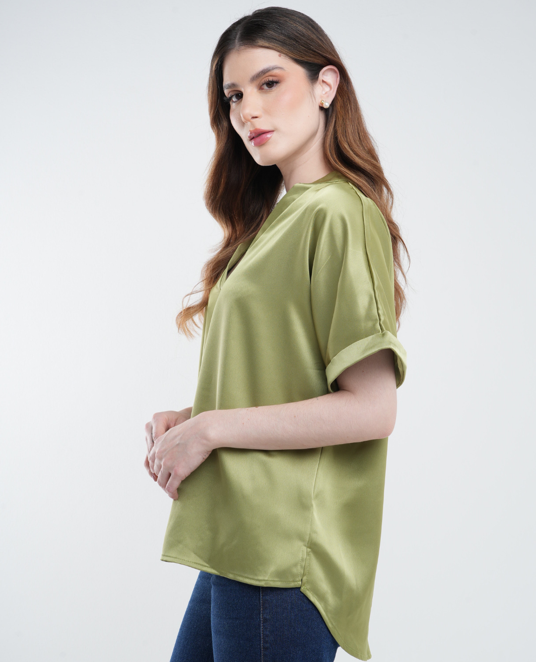 Blusa En seda Oversize Verde