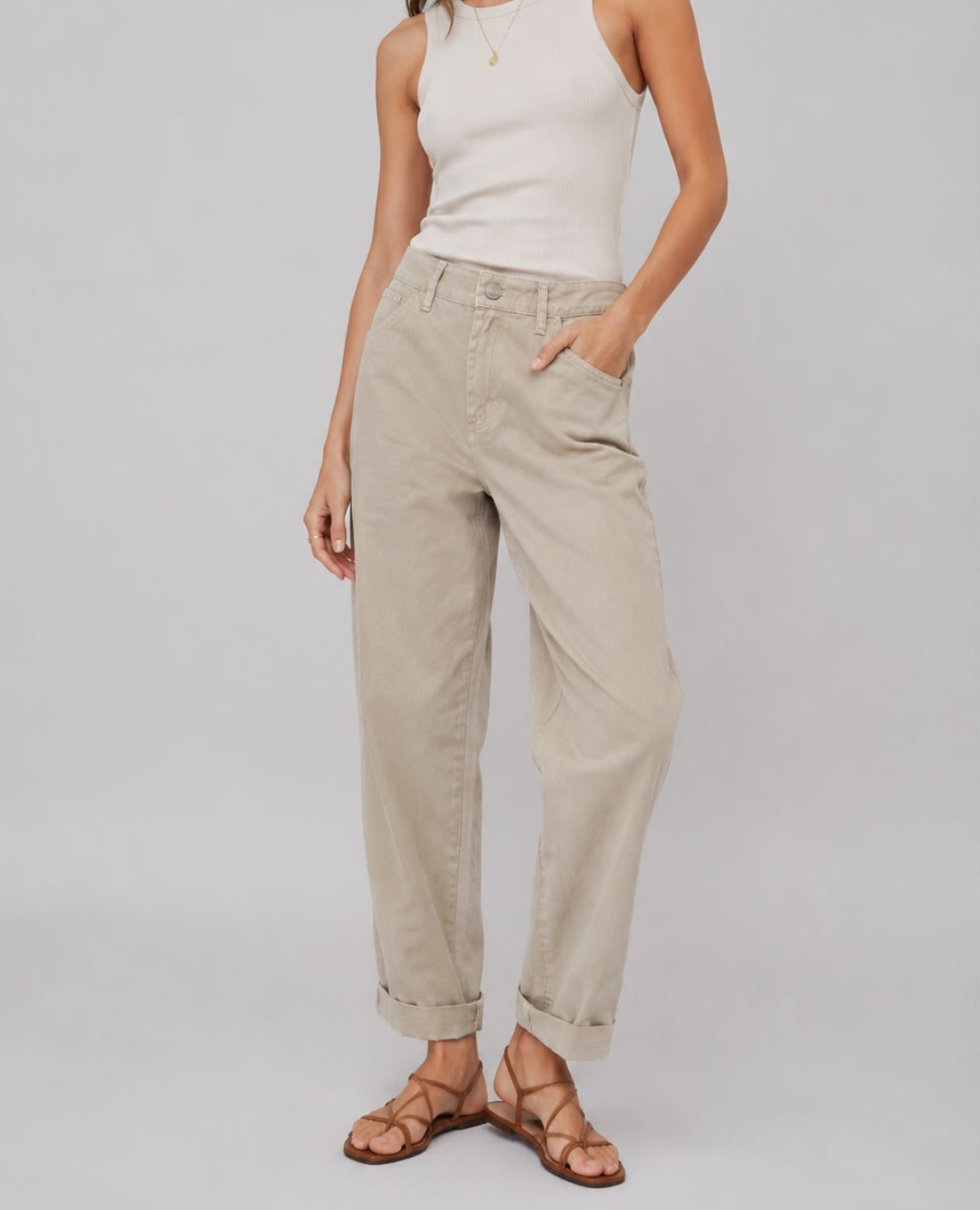 Pantalon War Mom Fit Beige