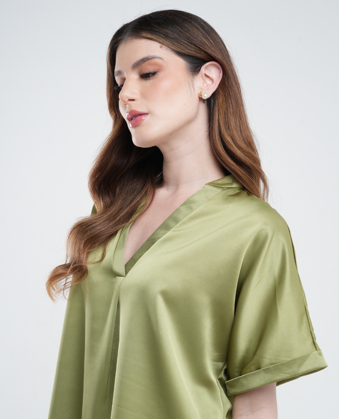 Blusa En seda Oversize Verde