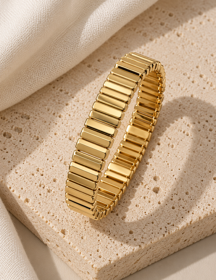 Pulsera Eslabon Retangular Dorado
