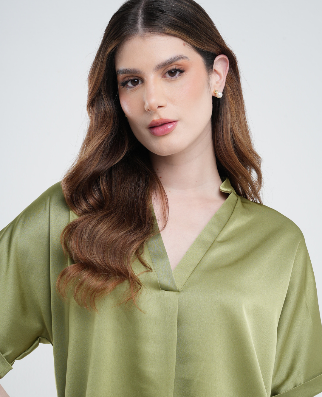 Blusa En seda Oversize Verde