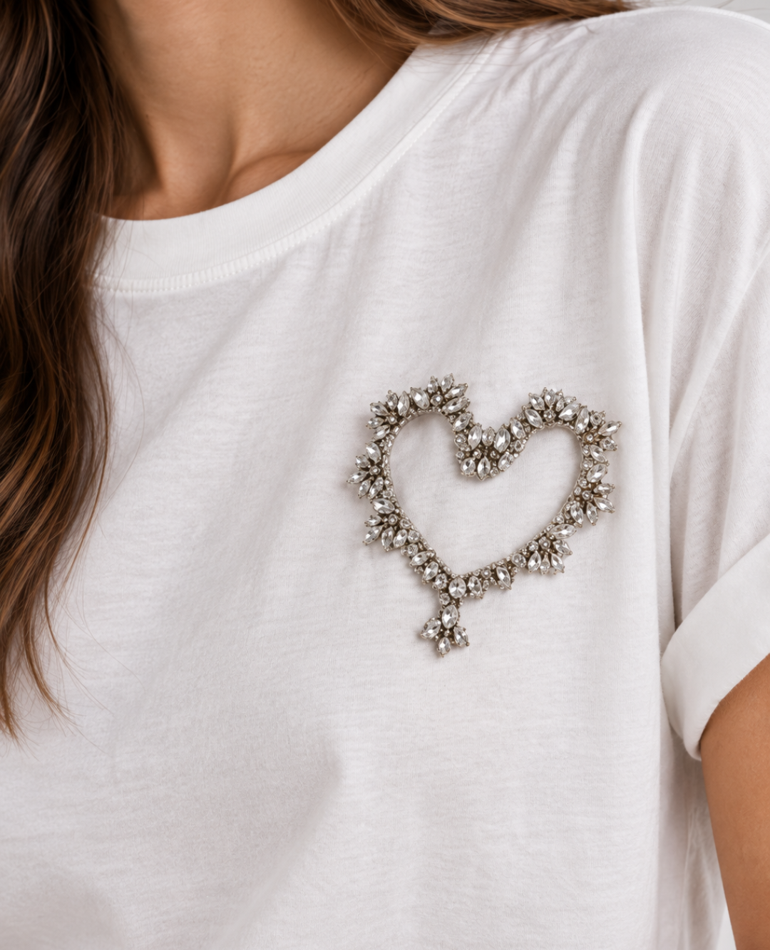 Camiseta Corazon con Pedreria