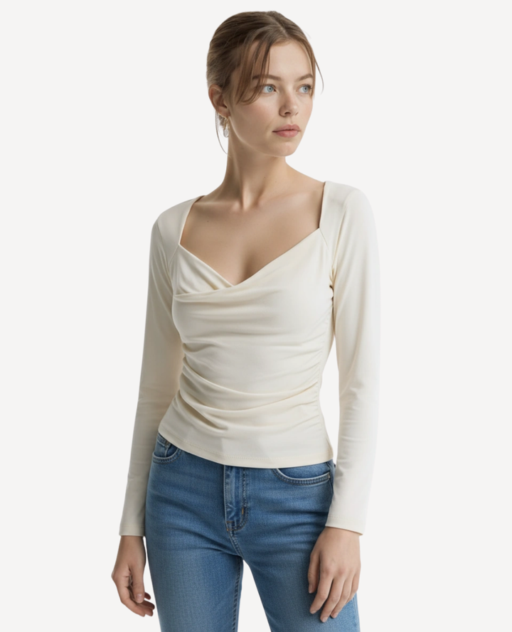 Blusa Lycra Cruzada Marfil