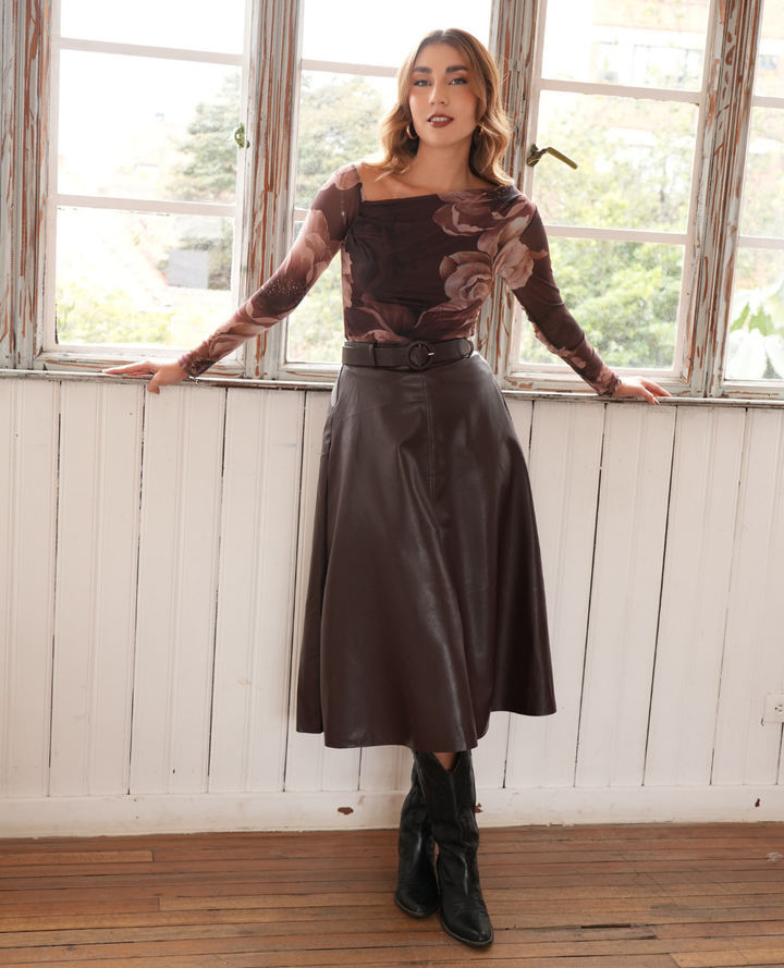 Blusa Mayatex Flores cafe