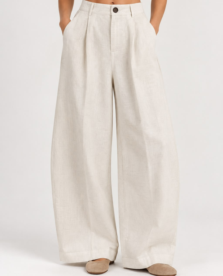 Pantalon Barrel Lino Marfil