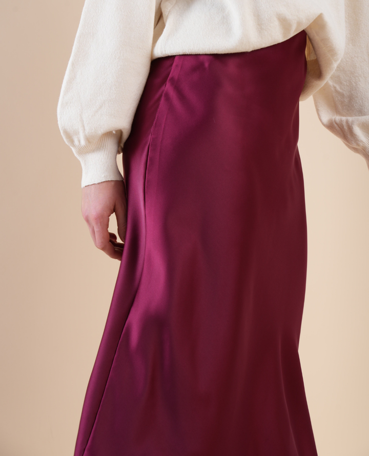 Falda Seda Vino