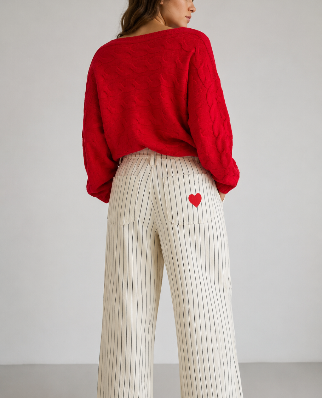 Pantalón Raya Tiza Denim Crema