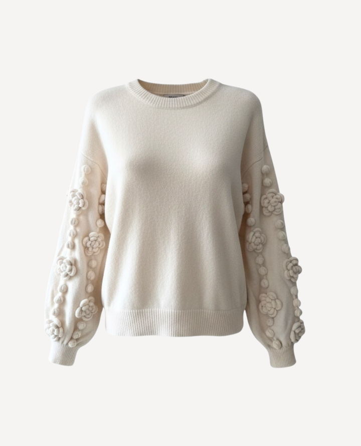 Saco flores 3D Marfil