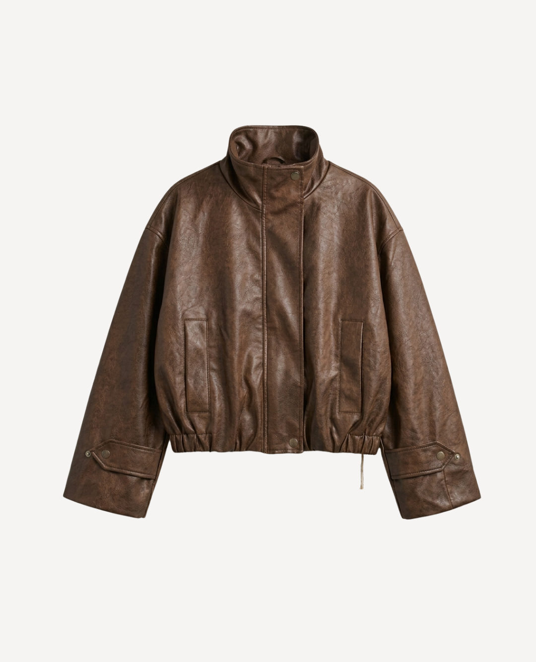 Chaqueta Turn Cuero Craquelado Cafe