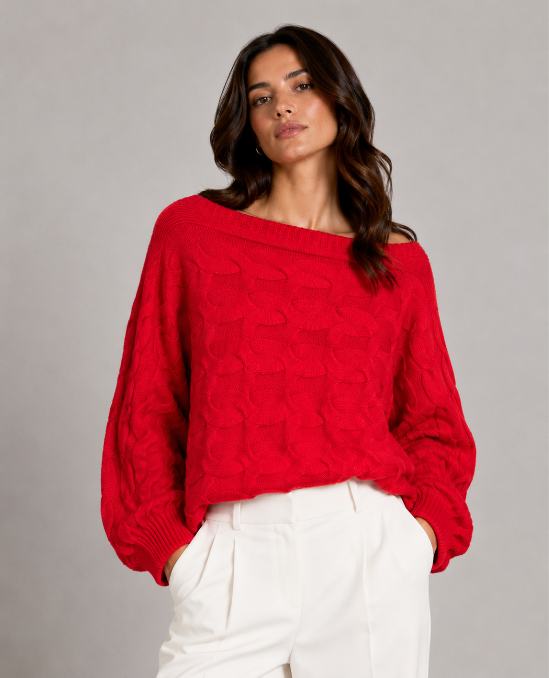 Saco Ranglan Trenzado Rojo