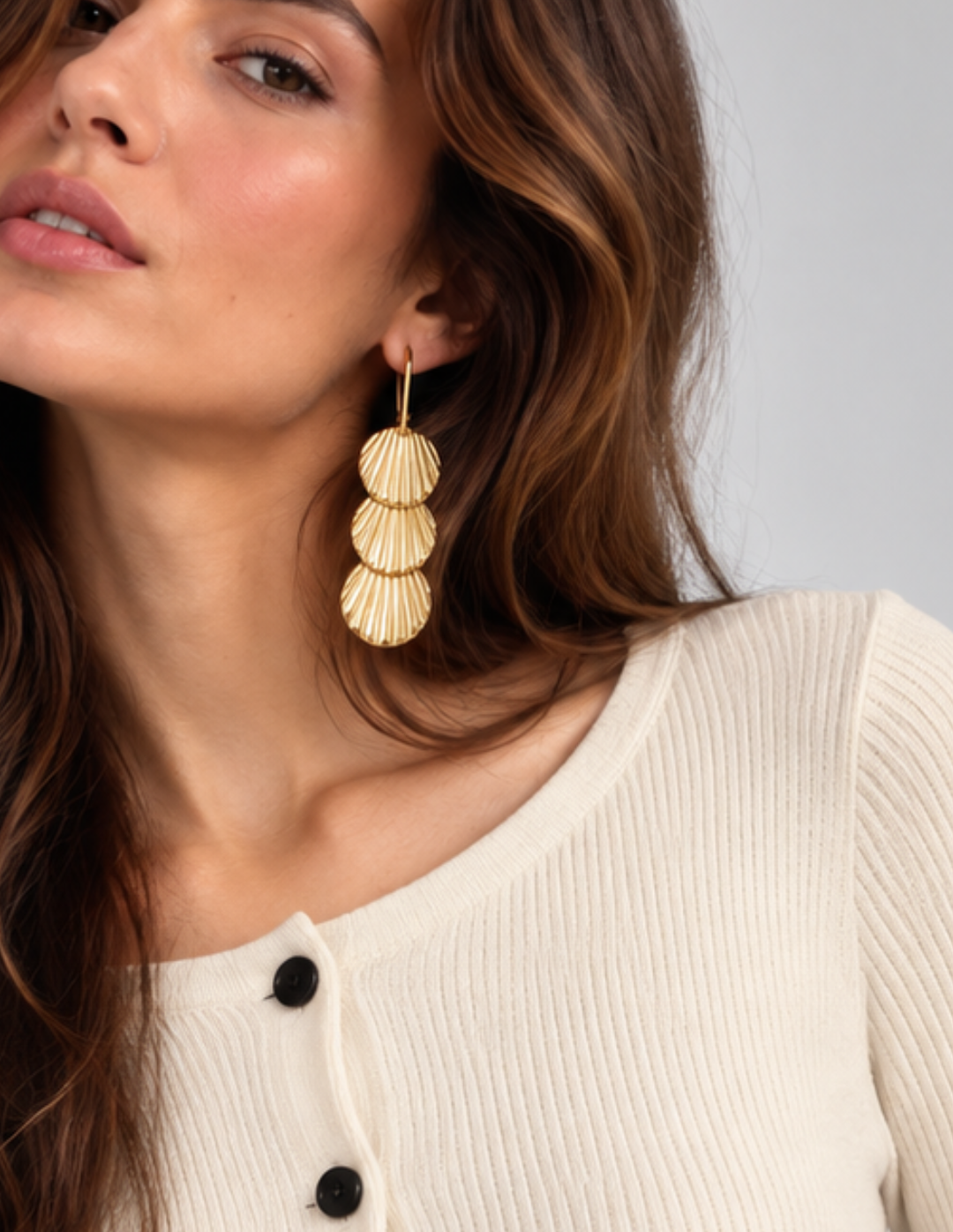 Aretes cascada conchas
