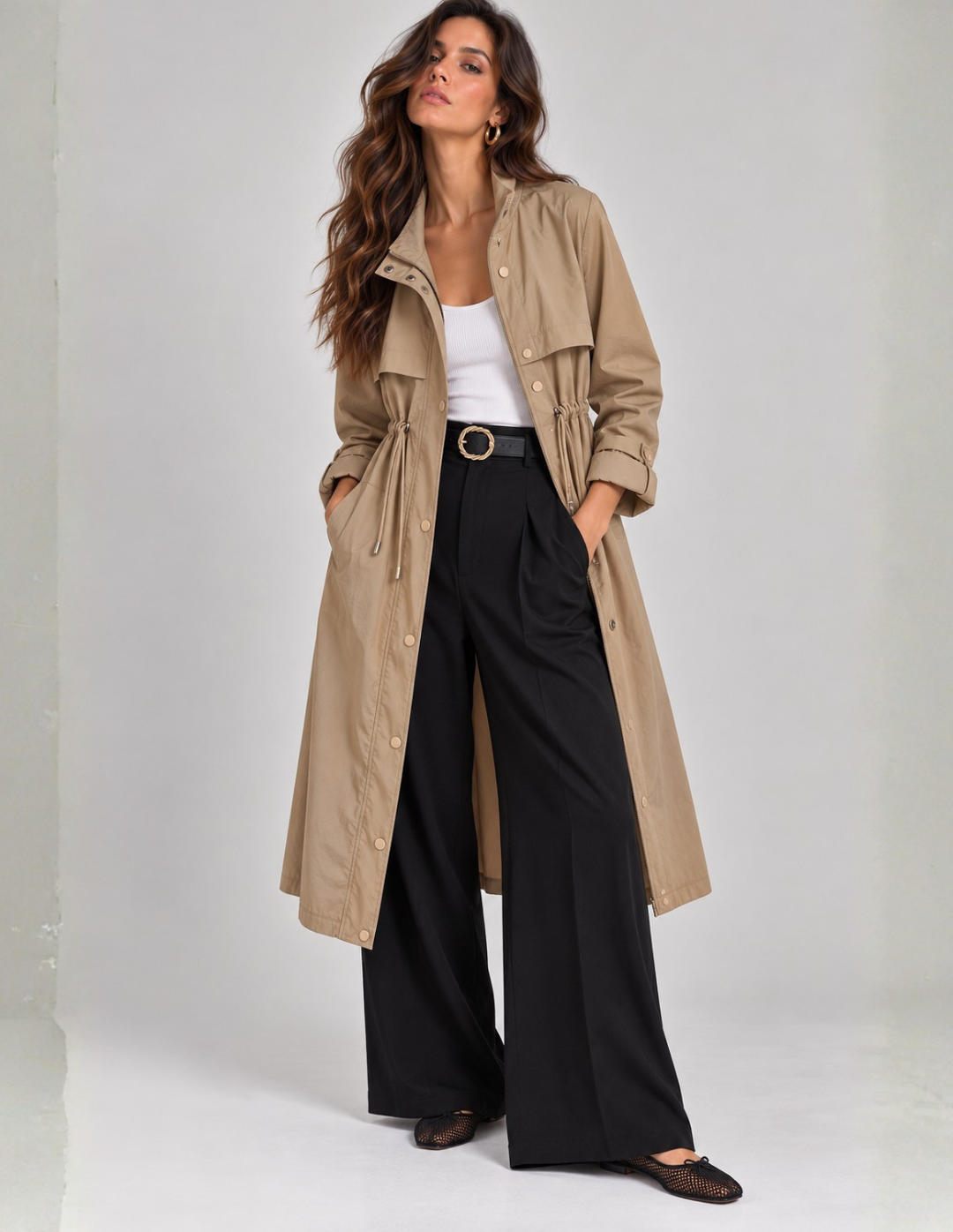 Gabardina Semi- Impermeable Beige