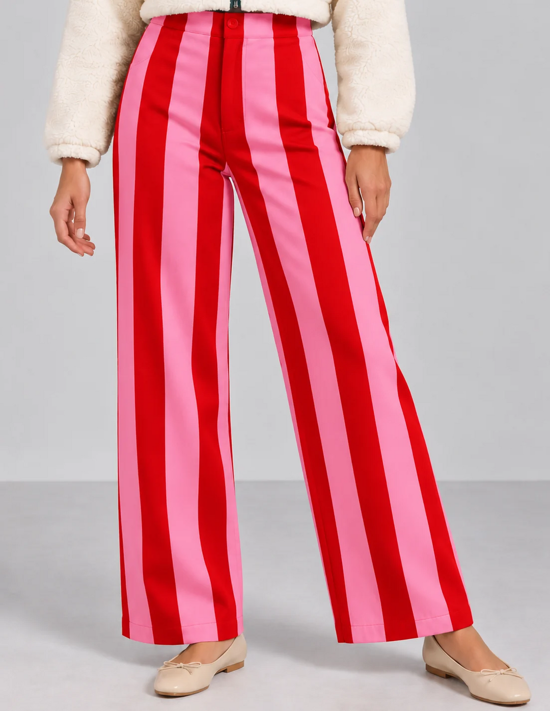 Pantalón Rayas Fucsia Rojo