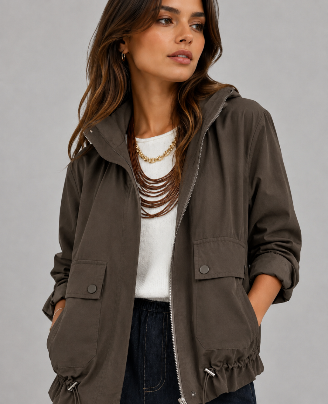 Chaqueta Safari Capota Gris