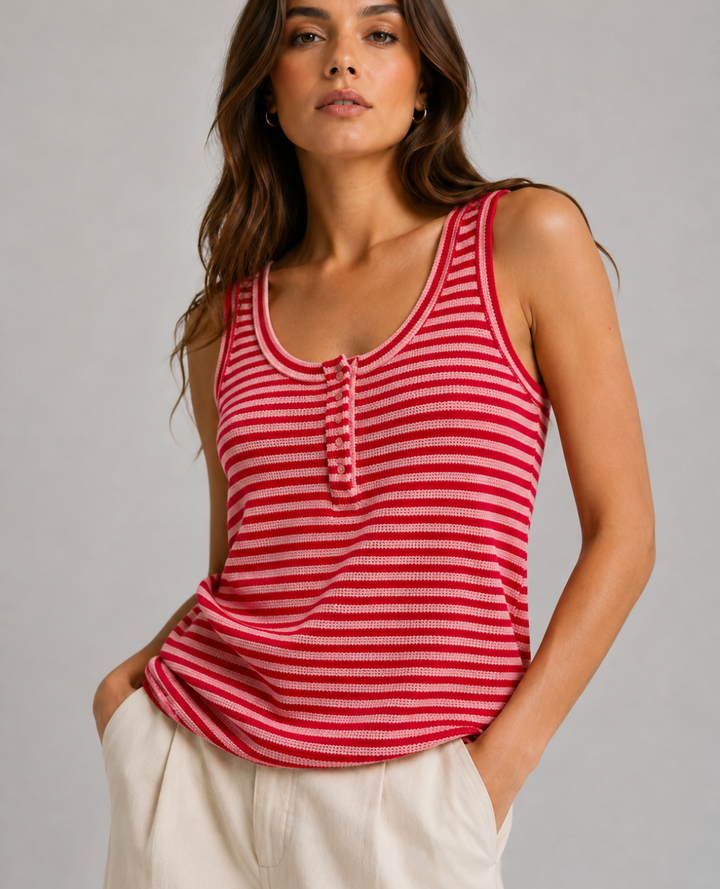 Top Tejido Rayas Rosa / Rojo