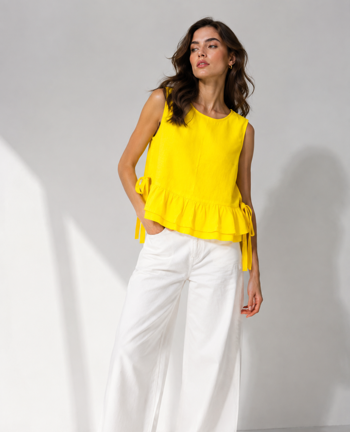 Top Peplum Nudo Amarillo