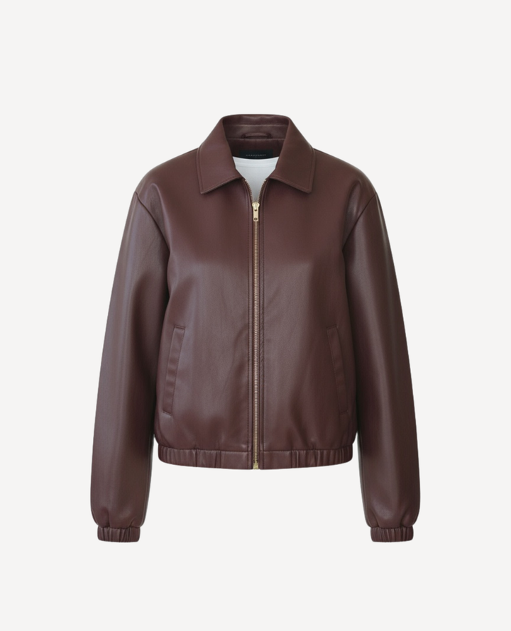 Chaqueta cuero Bomber Cafe- vino