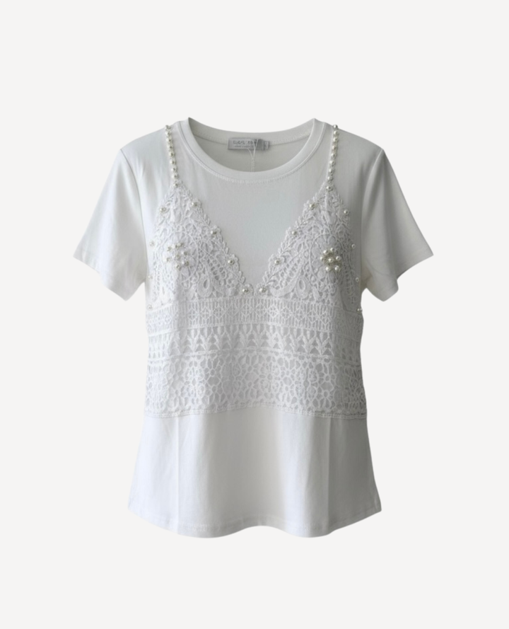 Camiseta Bra en Crochet Blanca