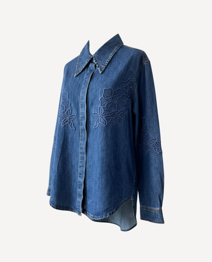 Camisa Denim Bordado flores