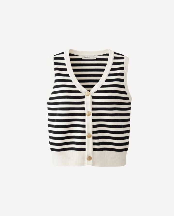 Chaleco Rayas Navy Marfil