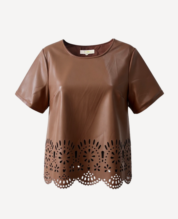Blusa Cuerina Flores Cafe