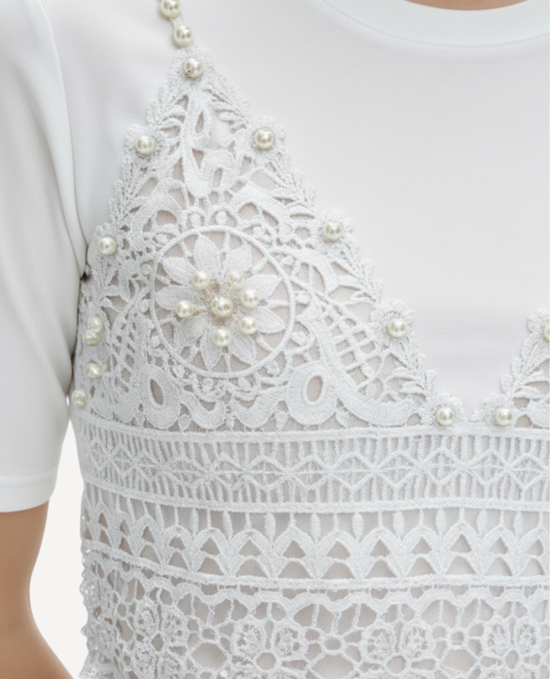 Camiseta Bra en Crochet Blanca