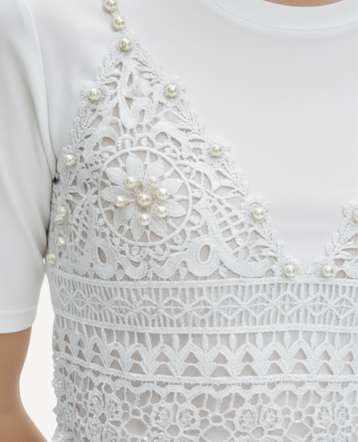 Camiseta Bra en Crochet Blanca