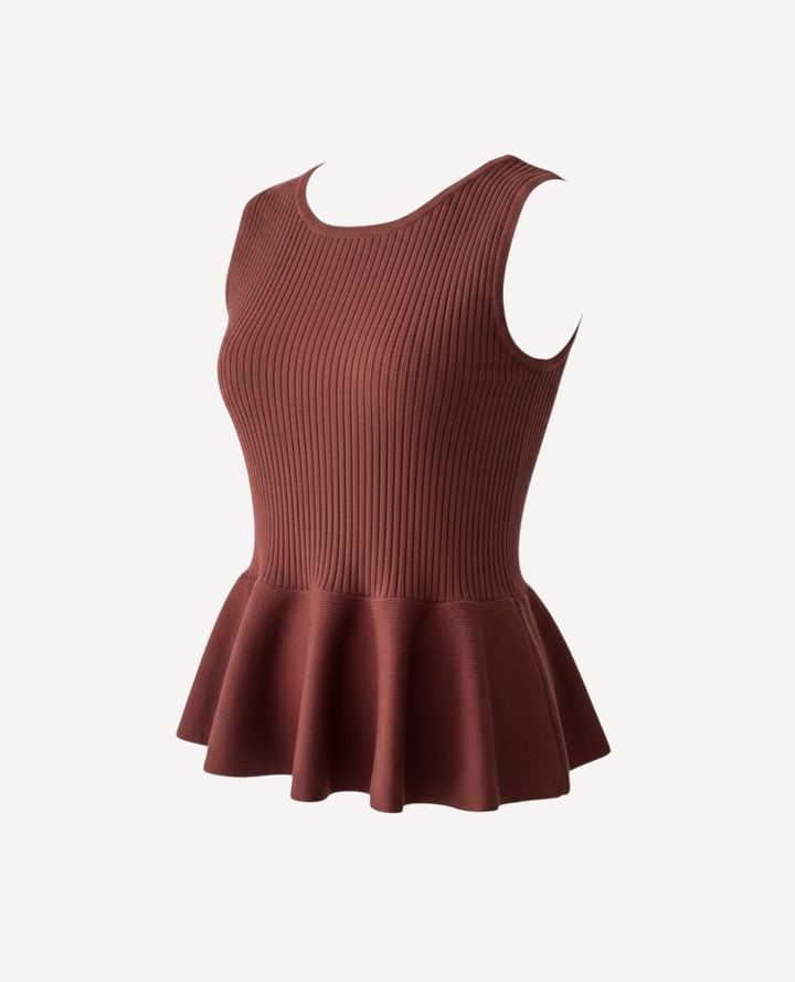 Top Tejido Acanalado Chocolate