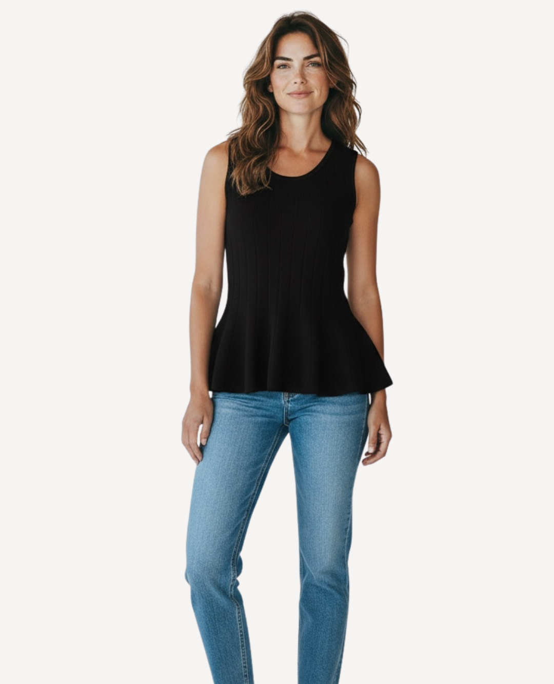 Top Tejido Acanalado Negro