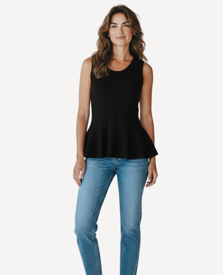 Top Tejido Acanalado Negro