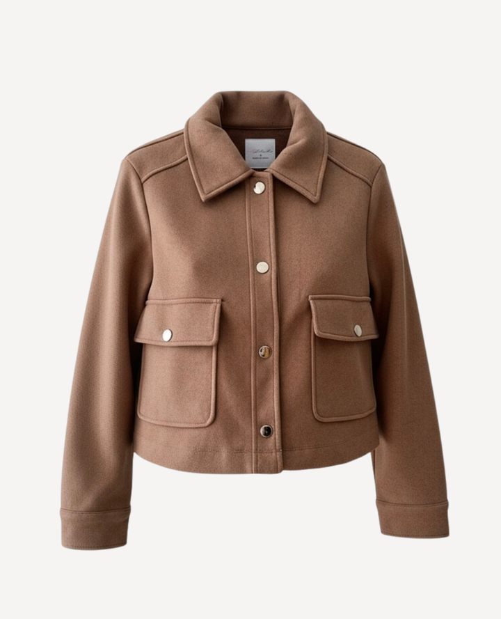 Chaqueta paño bolsillos Taupe