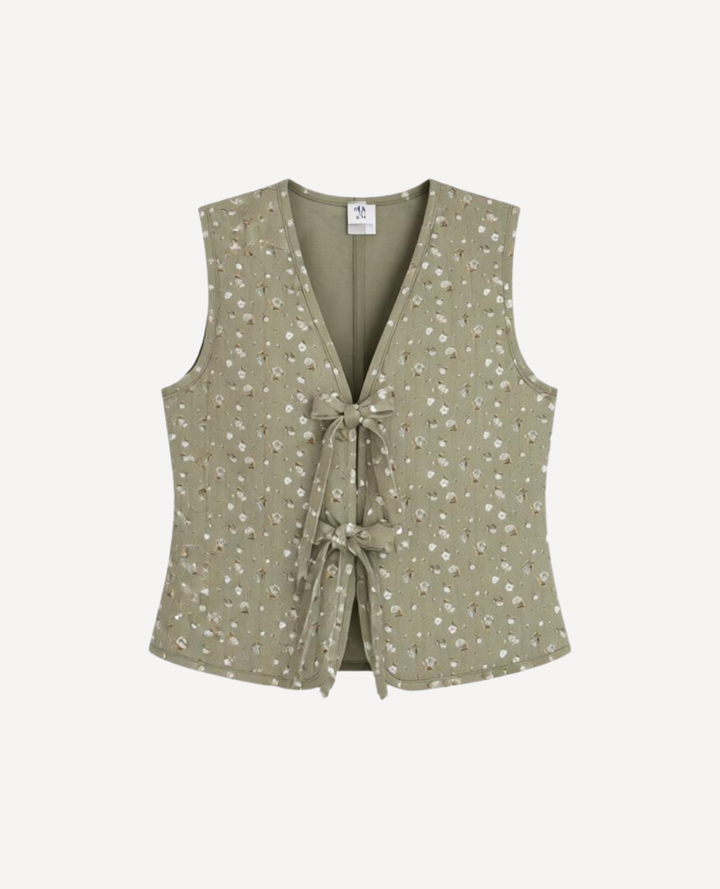 Chaleco Puff Flores Verde