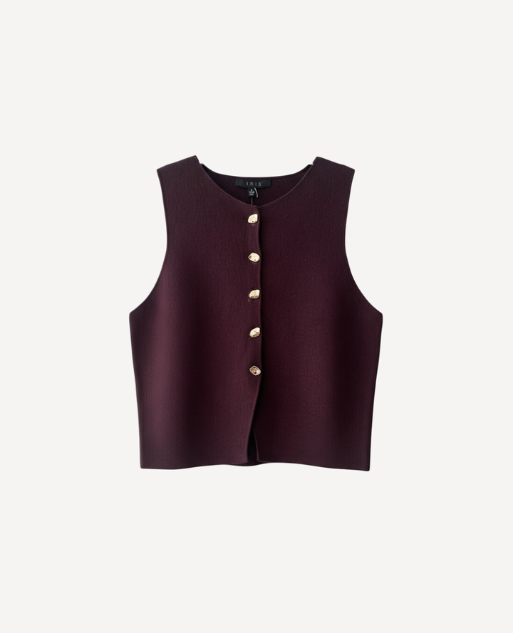 Chaleco Tejido Botones Marrón