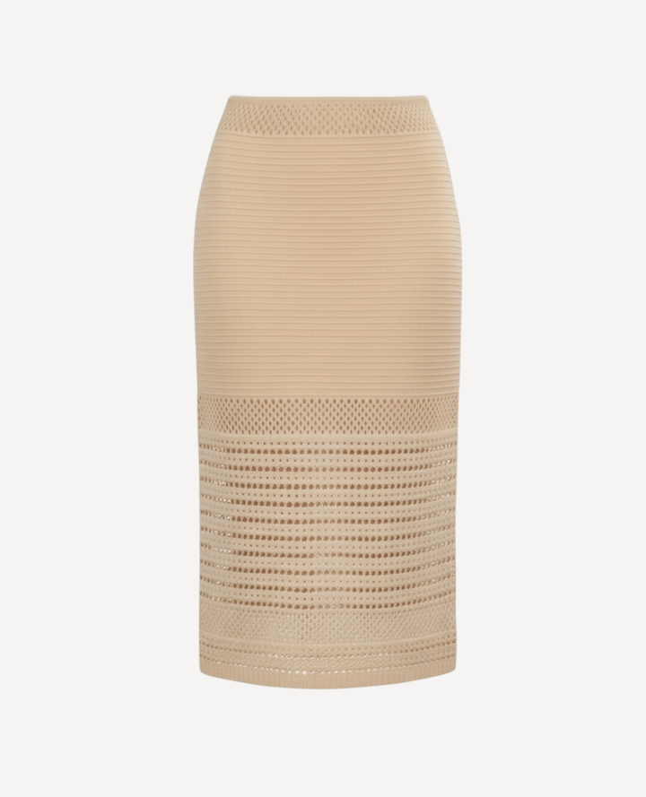 Falda Tejida Crochet Taupe