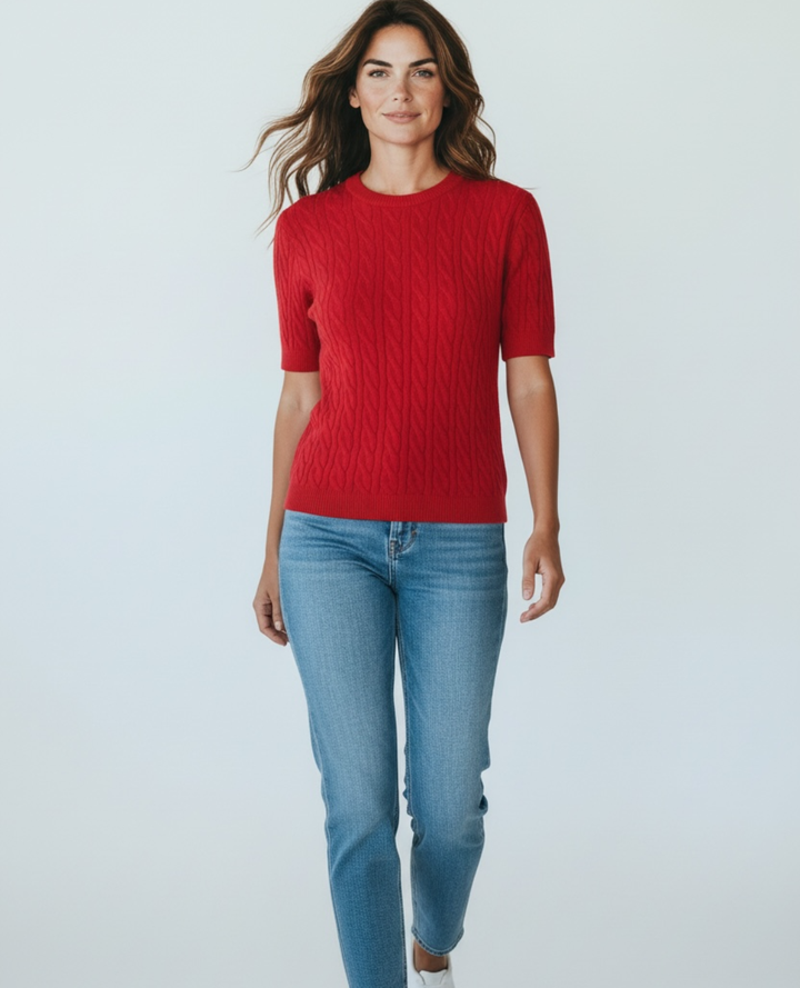 Basico Trenzado Manga corta Rojo