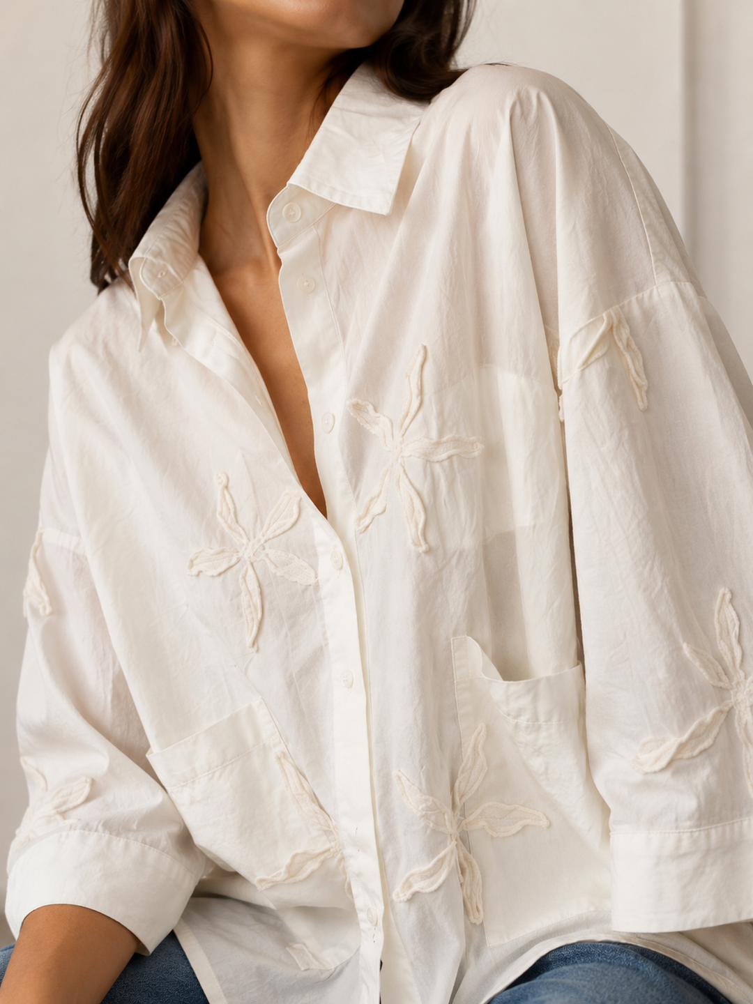 Camisa Lino Flores 3D Geonia