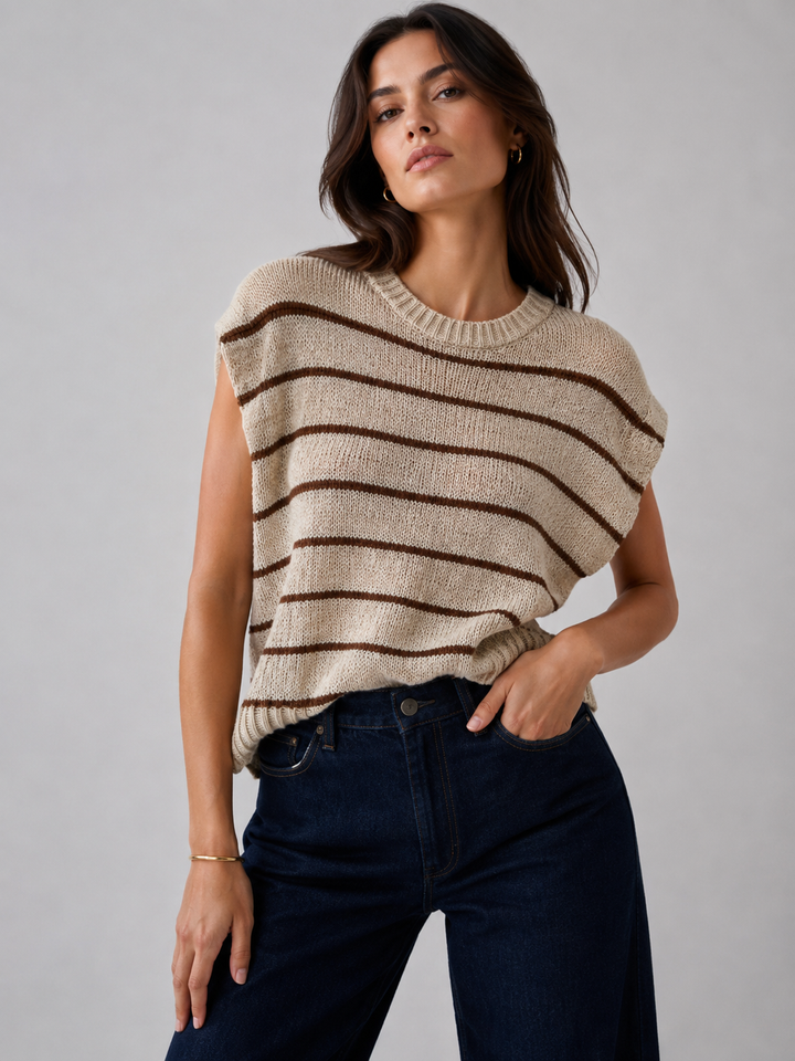 Blusa Tejida Rayas Moca