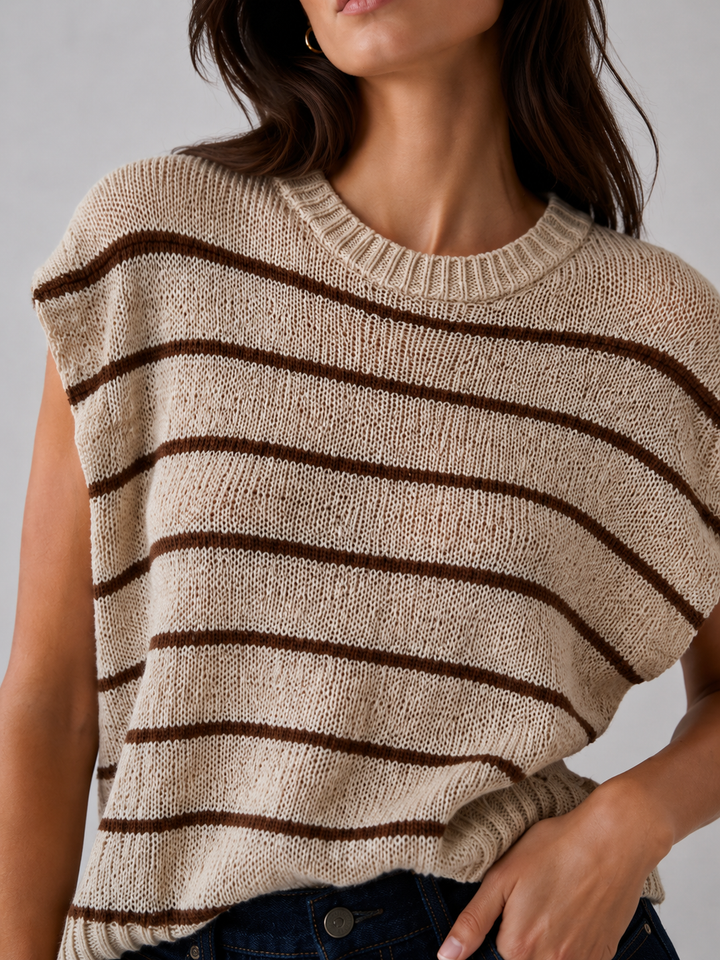 Blusa Tejida Rayas Moca