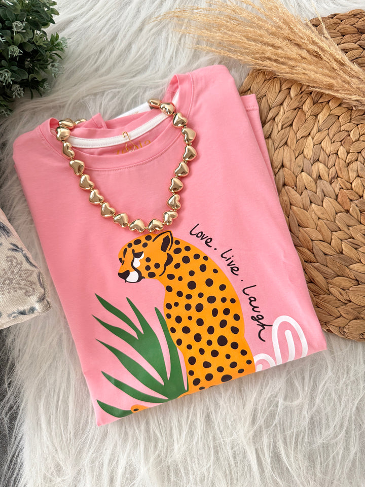 Camiseta Leopardo Rosa