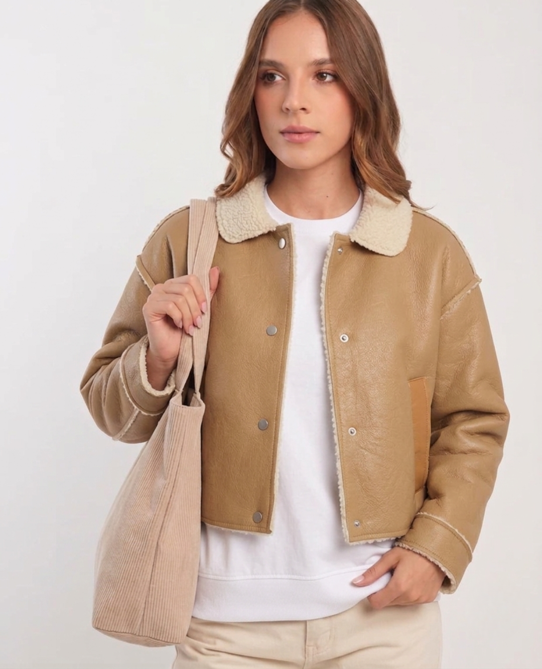Chaqueta Cazadora Peluche Taupe