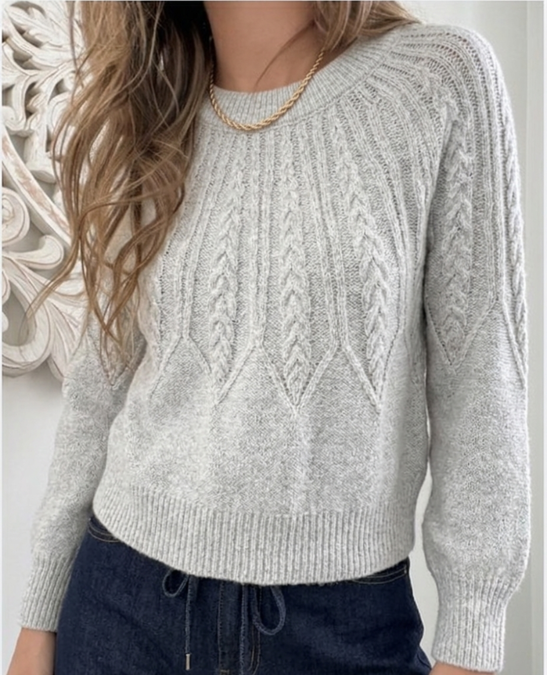 Saco cuello alto Trenzado Gris