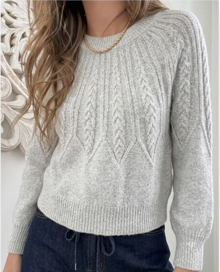 Saco cuello alto Trenzado Gris