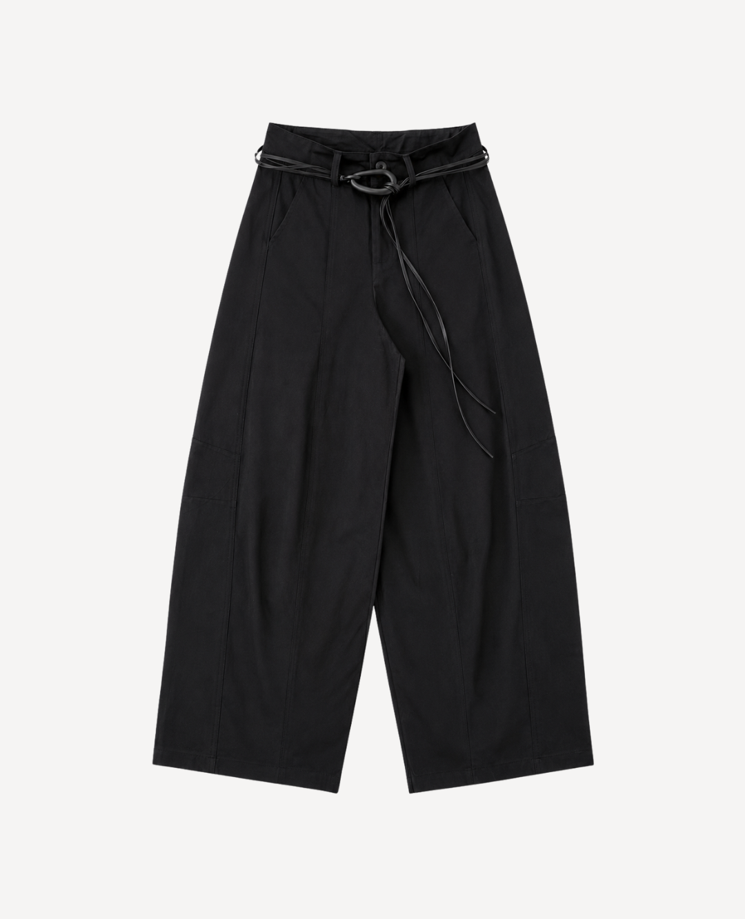 Pantalon Barrel Negro cinturón negro