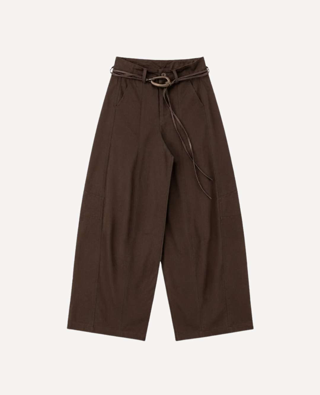 Pantalon barrel cinturon cafe